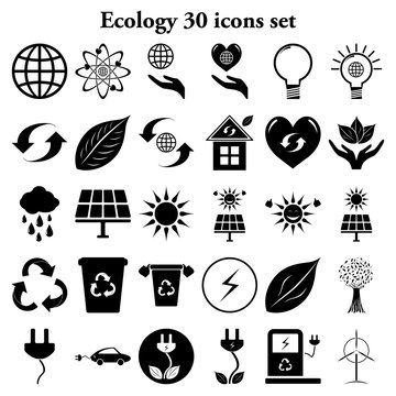 Ecology 30 simple icons set