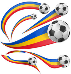 romania flag set with soccer ball.