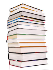 Pile of books isolated on white. Contains clipping path.	
