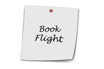 Book flight written on a memo