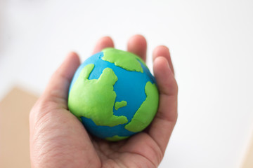 Globe in hand, communication globalization concept.