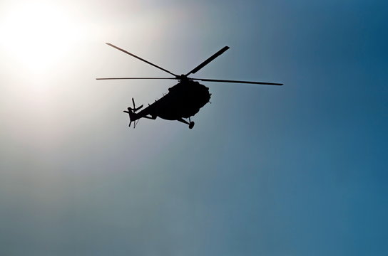 silhouette of the helicopter