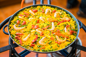 Close-up of delicious paella