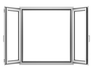 open metallic window isolated on white background