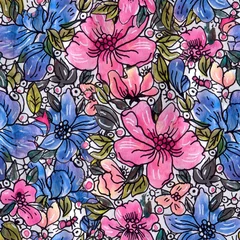 Gordijnen Watercolor flowers © tiff20