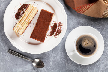 Tiramisu dessert and coffee
