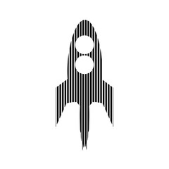 Starting rocket sign on white background. Vector illustration.