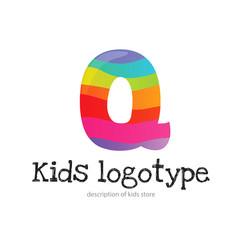 Letter Q logo icon design template elements. Kid style logotype and font
