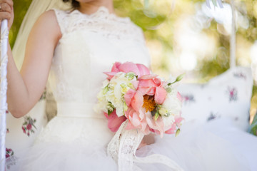 gentle bridal bouquet in hands