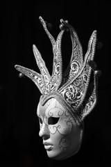 Isolated Silver Venetian mask on a black background - 101646858
