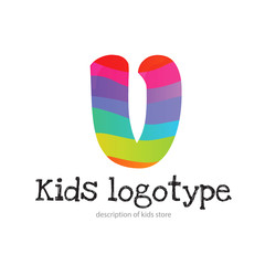 Letter V logo icon design template elements. Kid style logotype and font
