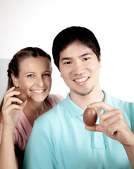 couple with easter eggs