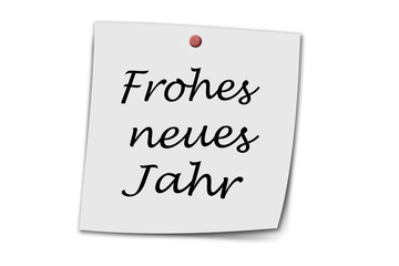 Frohes neues Jahr written on a memo