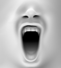close up with a mouth screaming