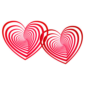 two connected red vector hearts