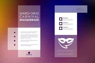 Set of brochure, poster design templates in Mardi Gras style