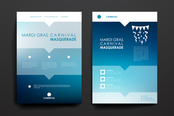 Set of brochure, poster design templates in Mardi Gras style
