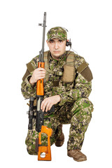 Fototapeta premium Private Military Contractor with sniper rifle.