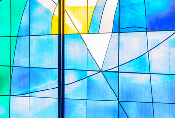 Abstract background - a detail of a modern stained glass window - obrazy, fototapety, plakaty