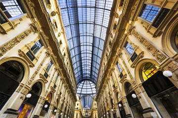 Naklejka premium Glass dome of Galleria Vittorio Emanuele in Milan, Italy