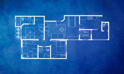 Clean architecture Floor plan background blueprint style abstract - 101655235