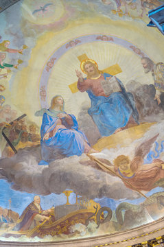 Apse Ceiling Fresco Painting Of Jesus Christ, Virgin Mary And Other Saints