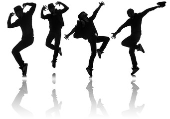 Fototapeta na wymiar Silhouettes of dancers in dancing concept