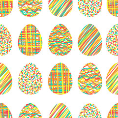 Easter eggs. Vector seamless pattern with easter eggs. Cute background for Easter. Bright colors.