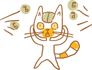 Cat Shocked due Ambient Noise. Vector Illustration. Part of a Series