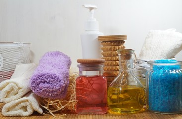 Spa - Aromatic soap, scented bath salt, and oil, and accessories for massage and bath
