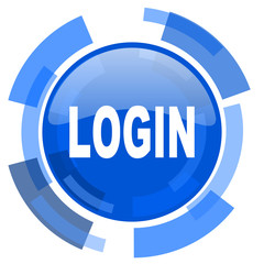 login blue glossy circle modern web icon