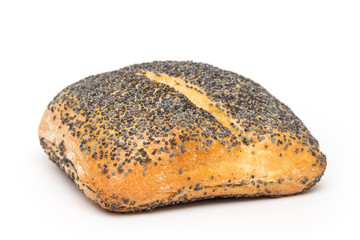 Brötchen Mohnbrötchen freigestellt auf weißem Hintergrund