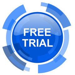 free trial blue glossy circle modern web icon