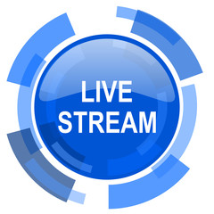 live stream blue glossy circle modern web icon