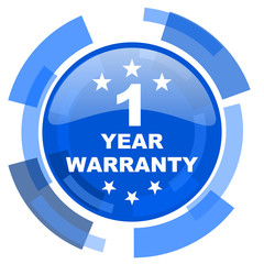 warranty guarantee 1 year blue glossy circle modern web icon