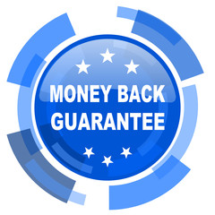 money back guarantee blue glossy circle modern web icon