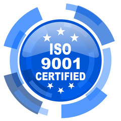 iso 9001 blue glossy circle modern web icon