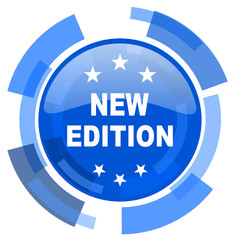 new edition blue glossy circle modern web icon