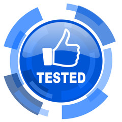 tested blue glossy circle modern web icon