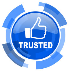 trusted blue glossy circle modern web icon