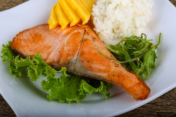 Roasted salmon steak