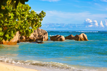 Fototapeta na wymiar Tropical beach Source D'Argent at Seychelles