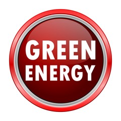Green Energy round metallic red button