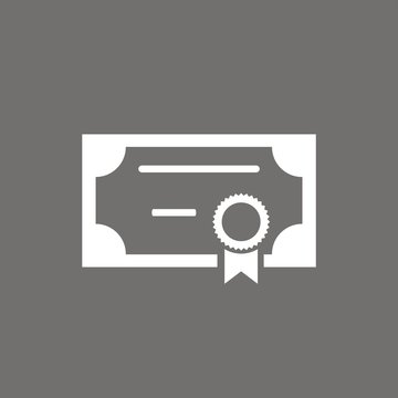 Icono de certificado, t&iacute;tulo o diploma sobre fondos oscuro. Ilustraci&oacute;n vectorial