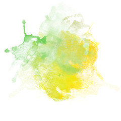 Design of Green and Yellow Watercolor Splash for various decor.