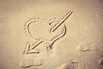 Heart drawn in the sand on atlantic coast