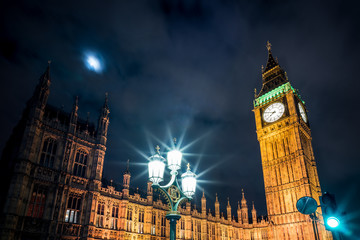 Parliament and streetlight dark