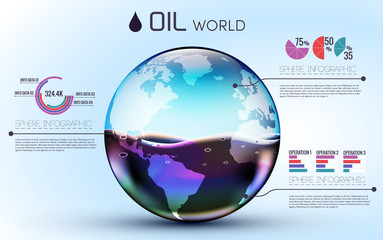 glasses world oil background infographic concept. vector illustration design template