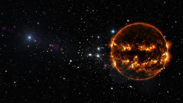 Sun in outer space. Elements of this image furnished by NASA