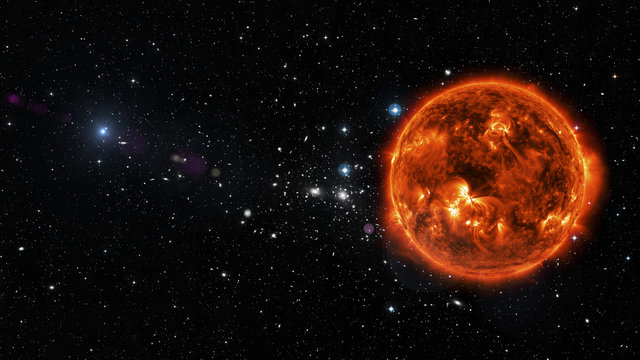 Sun in outer space. Elements of this image furnished by NASA